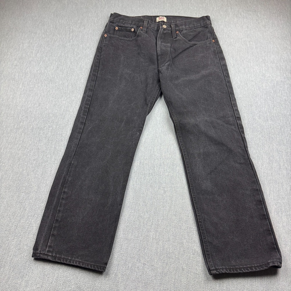 Levis 501 Jeans Men 36X30 Fit 34X29 Black Button Fly Denim Pants Stretch Classic